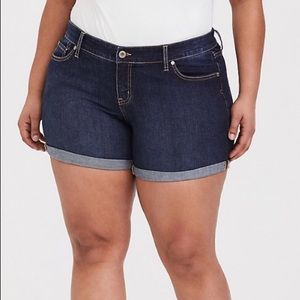 Torrid Dark Wash Cuffed Denim Shorts